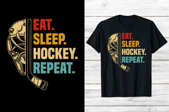 Eat Sleep Hockey Repeat: A Bold T-Shirt Graphic for Crafters